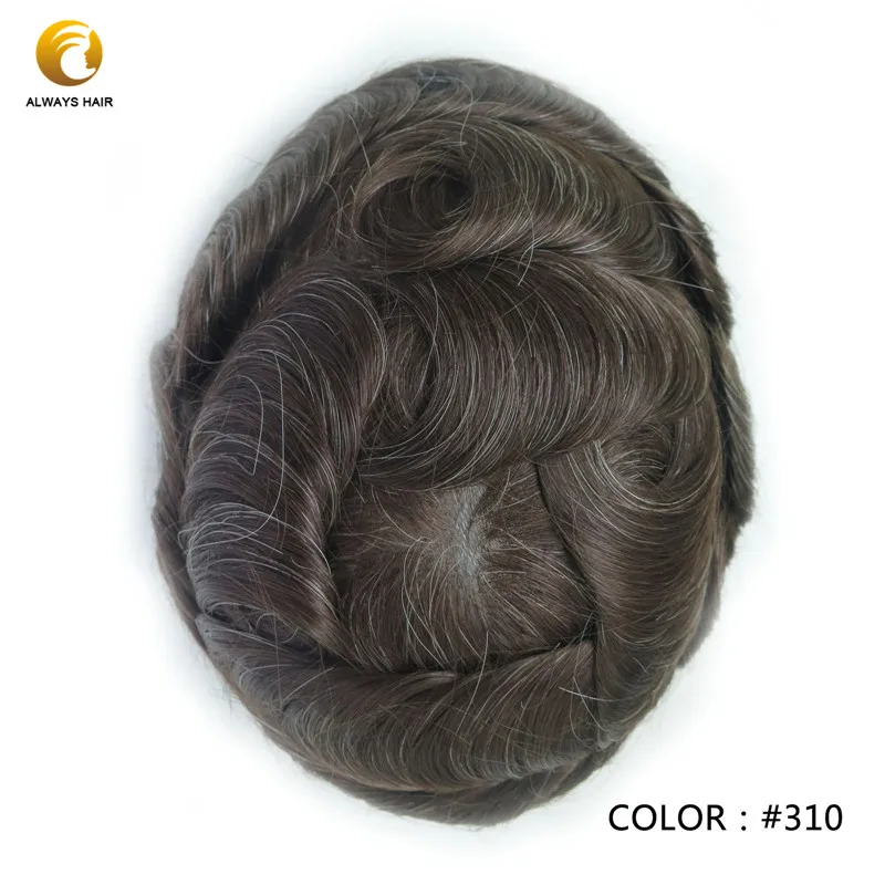 310 # Распродажа, парик из тонкой кожи Natrural, 6 дюймов, для замены мужских волос, свободный стиль, индийские человеческие волосы, мужской парик, 8x10, полиуретановый мужской парик для волос - Парик Цвет: 310 #