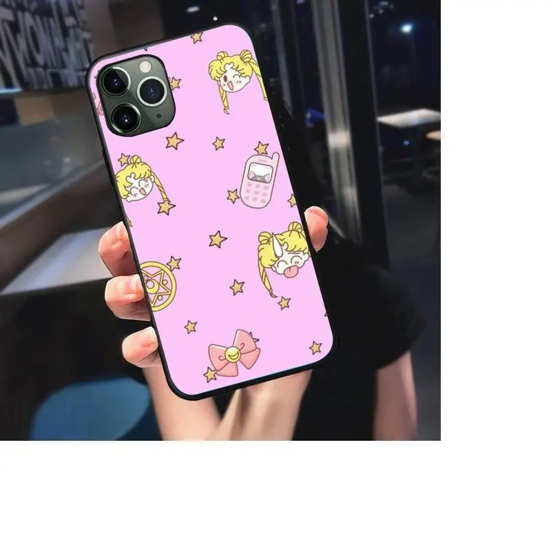 

Retro Sweet girls anime Sailor Moon japanese Cute Phone Case For iphone 7 8 plus x xr xs 11 12 mini pro max black fundas cover