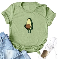 ladies t shirt summer 3d animal pattern avocado print cute kawaii short sleeve plus size top