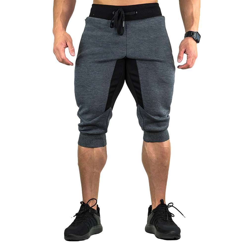 

Men Casual Color Block Pockets Drawstring Capris Trousers Loose Sports Short Active Short Pants