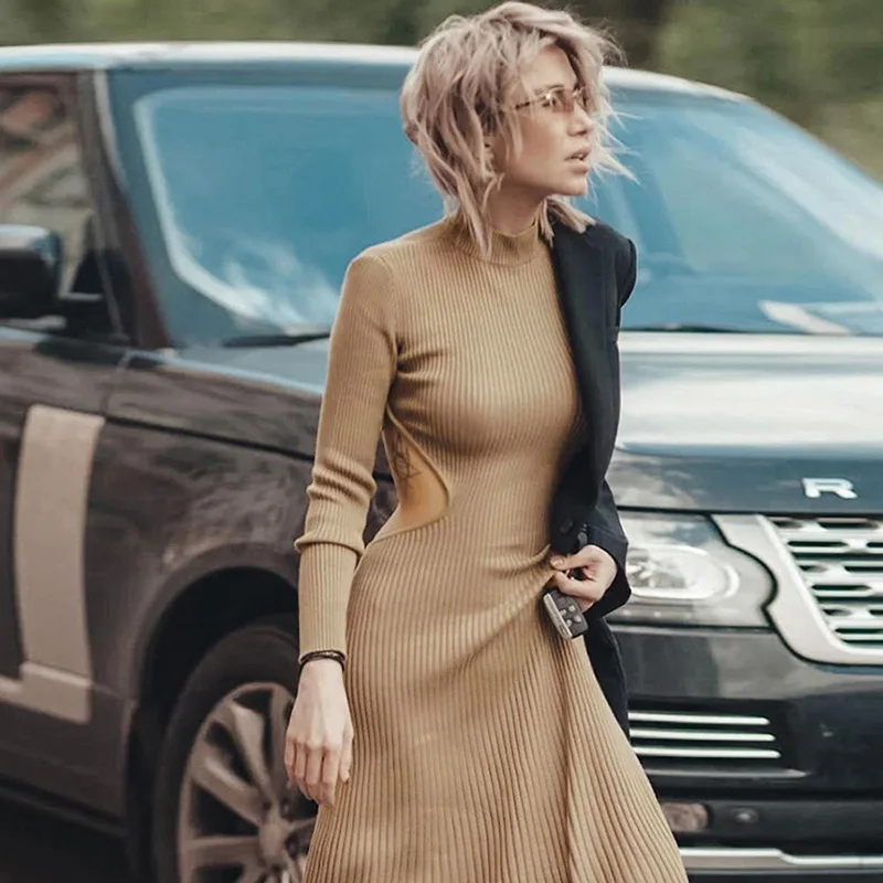 

Autumn Dress Women Sexy Long Sleeve Backless Dress Woman Winter Fashion Party Club Slim Solid Color Dresses 2020