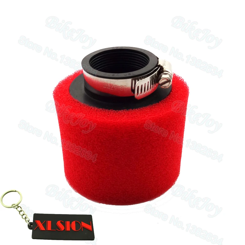 Воздушный фильтр с губкой 42 мм чистящий прямым горлом красный и черный для