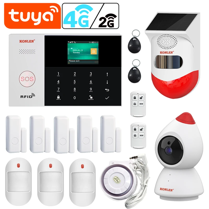 Система охранной сигнализации Tuya Smart Life Home Alexa Wi-Fi GSM 4G SMS управление через