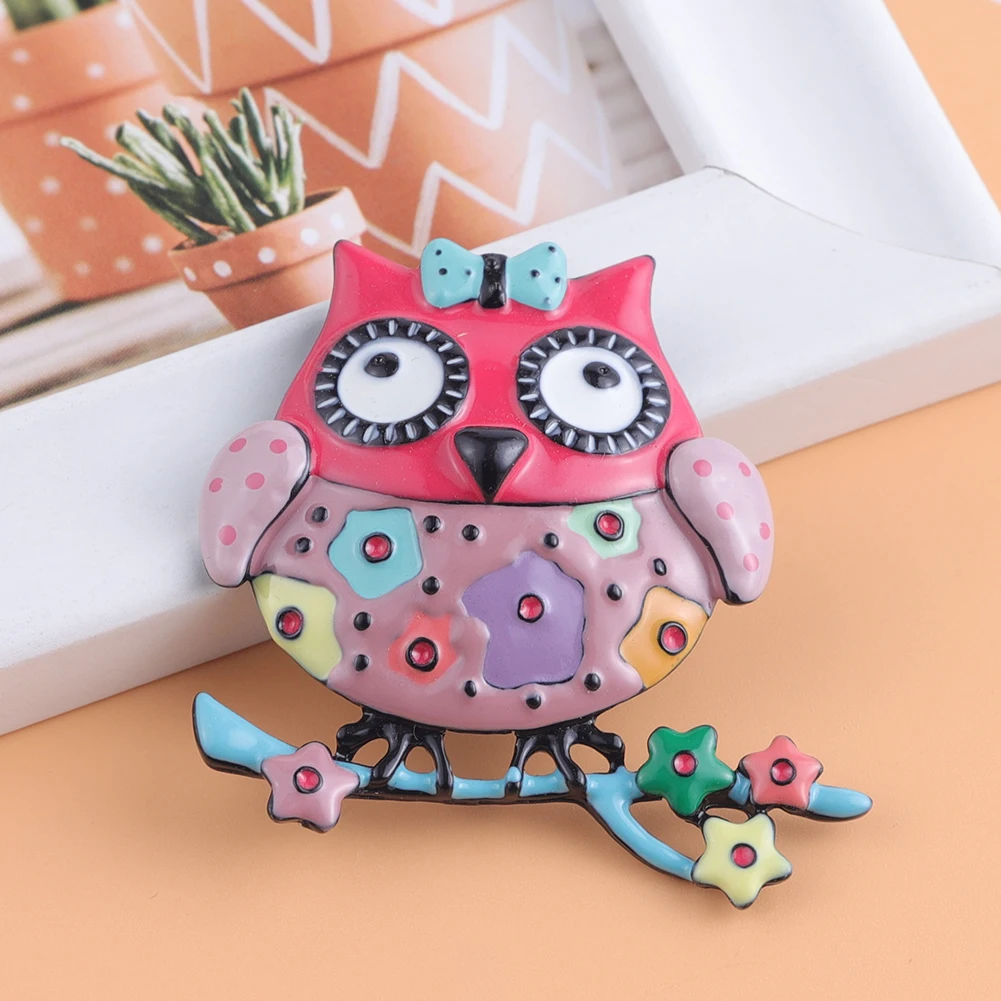 

Hot Sell Colorful Owl Brooches For Women Girls Gift Vintage Enamel Bird Branch Pins Corsage Clips For Dress Decoration Jewelry
