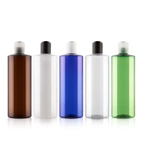 12pcs 500ml empty plastic transparent white lotion refillable bottles pet disc top cap shampoo emulsion cosmetic container