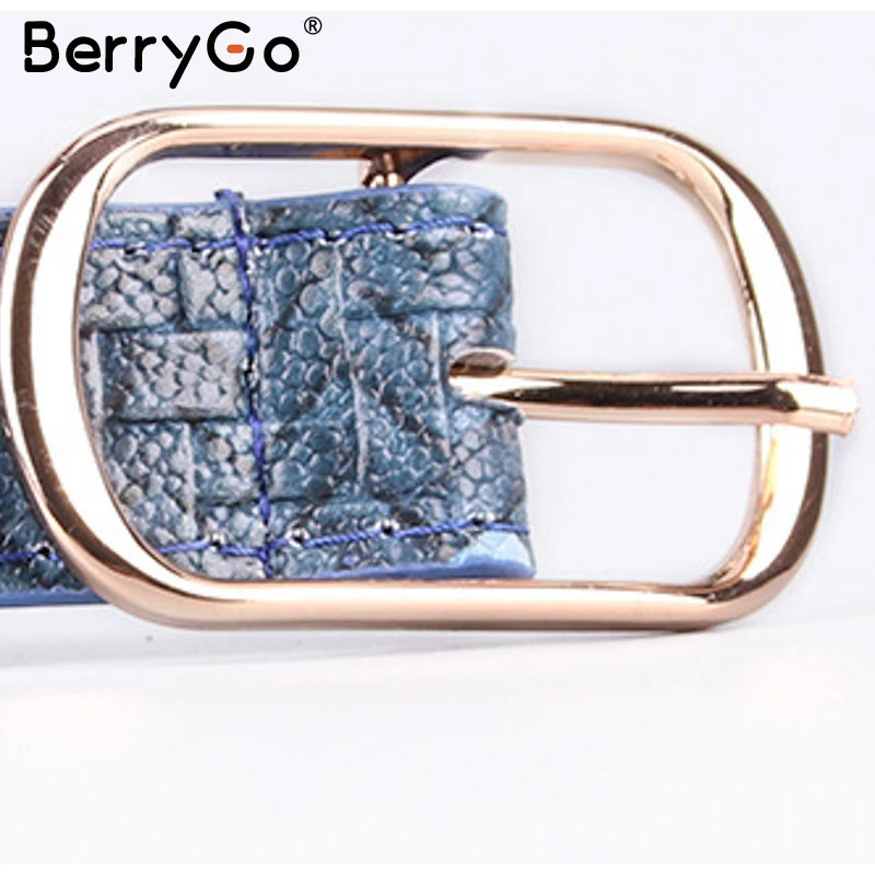 BerryGo женское платье со змеиным узором джинсы кожаный пояс принт змеиной кожи женский пояс из искусственной кожи Золотая квадратная игла пояс на пряжке