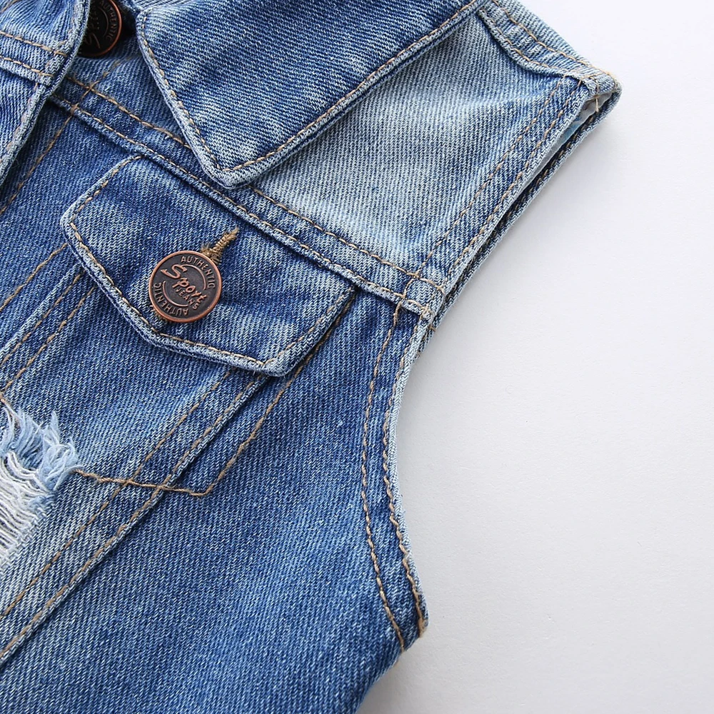 Джинсовый жилет для маленьких девочек с цветочной вышивкой | Мать и ребенок