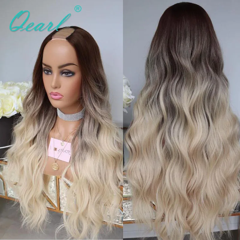 

Two Tone Colored Human Hair Wigs for Women 2x4 U Part Wig Glueless Ombre Loose Deep Wave REmy Hair 26"28" Long 150% 180% Qearl