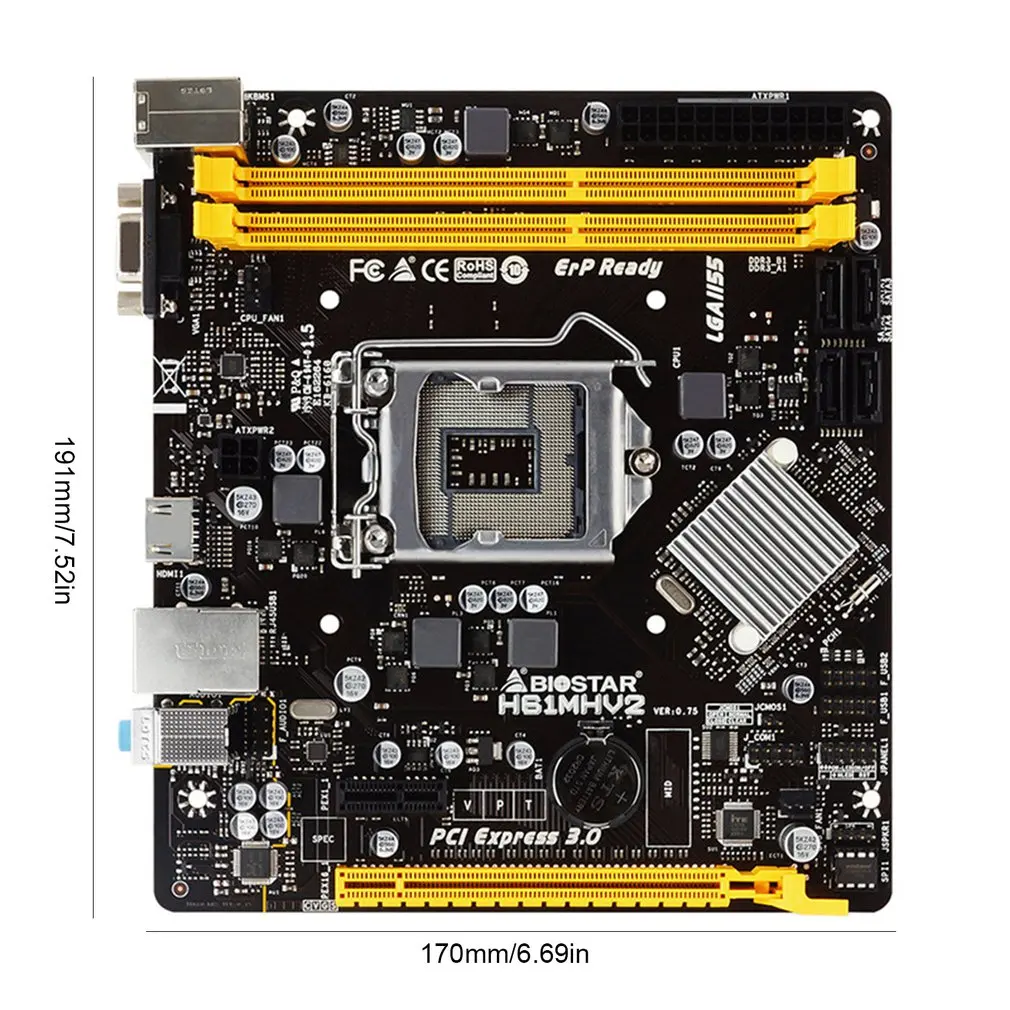

H61MHV2 DDR3 HDMI 2/3 4K Gigabit Ethernet