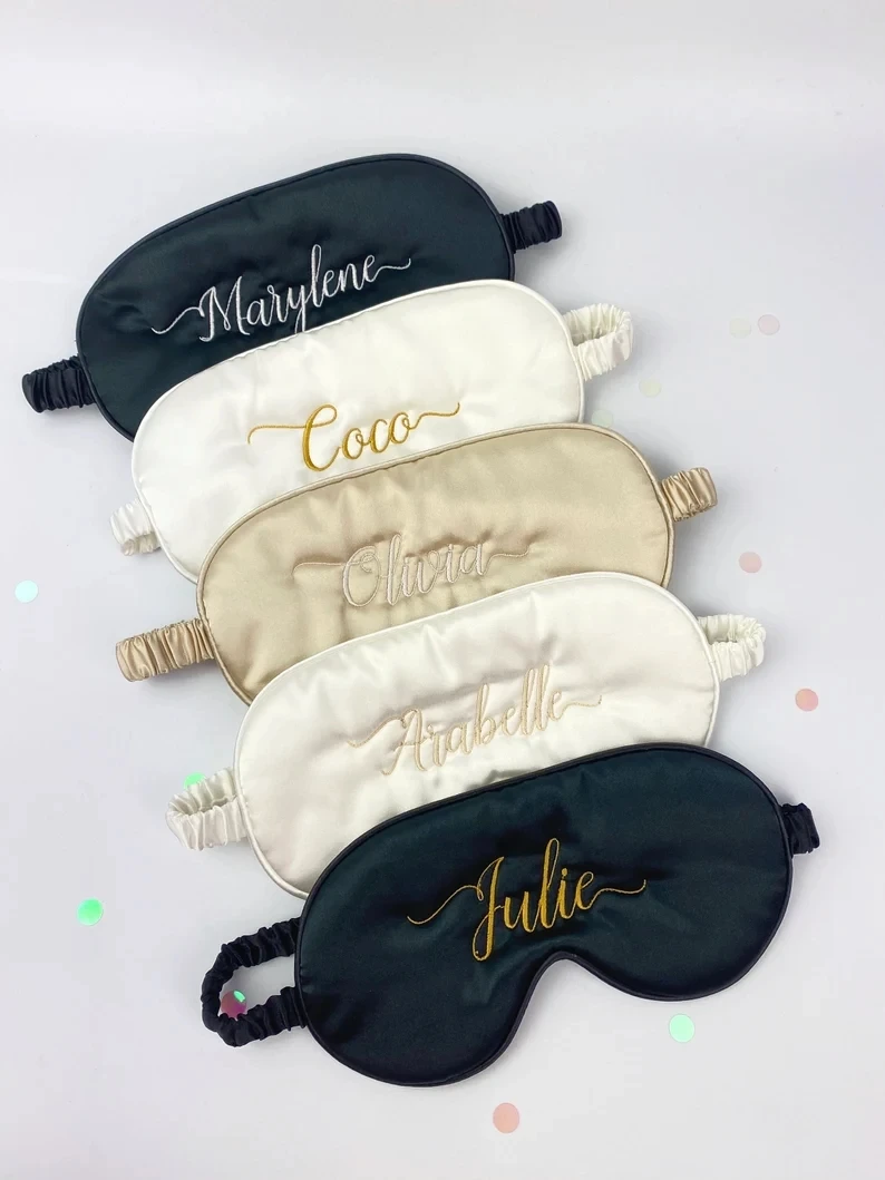 Маска для сна с вышивкой индивидуальная шелковая маска подружки невесты