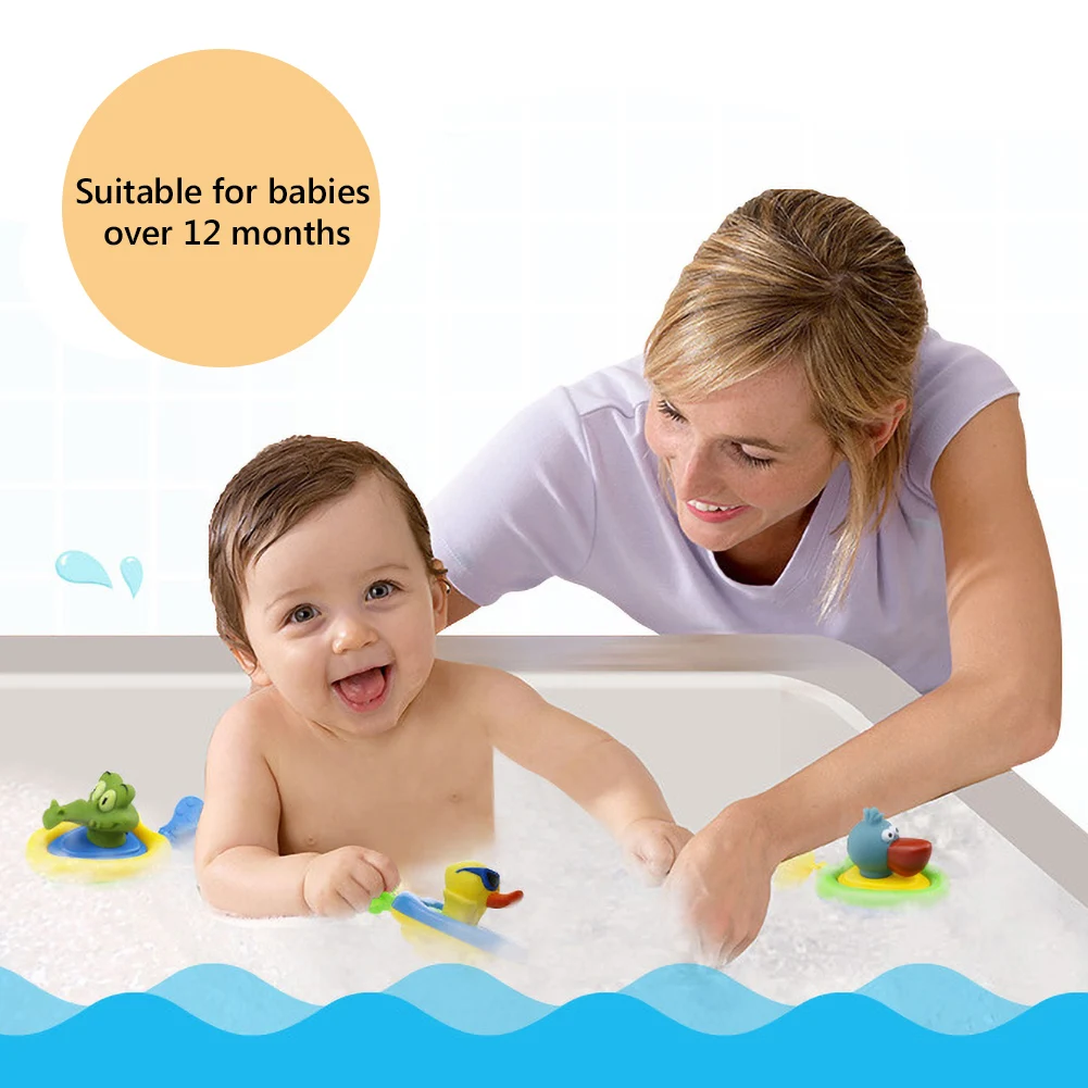 Baby Kids Handle Cute Cartoon Animal Boat Wind-up Clockwork Bath Shower Water Play Toy