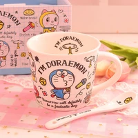 250ml kawaii doraemon mug robot cat ceramic cup water cup mug coffee cup gift box with spoon office home mug