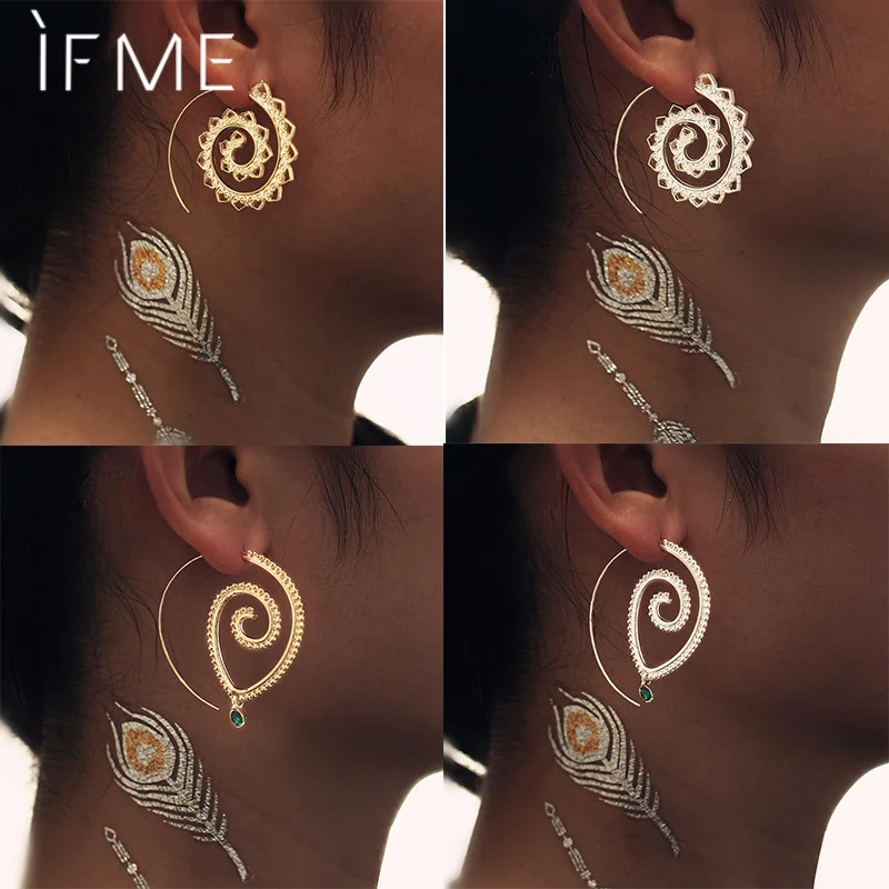 Золотистые серьги кольца IF ME для женщин винтажные богемные ювелирные украшения