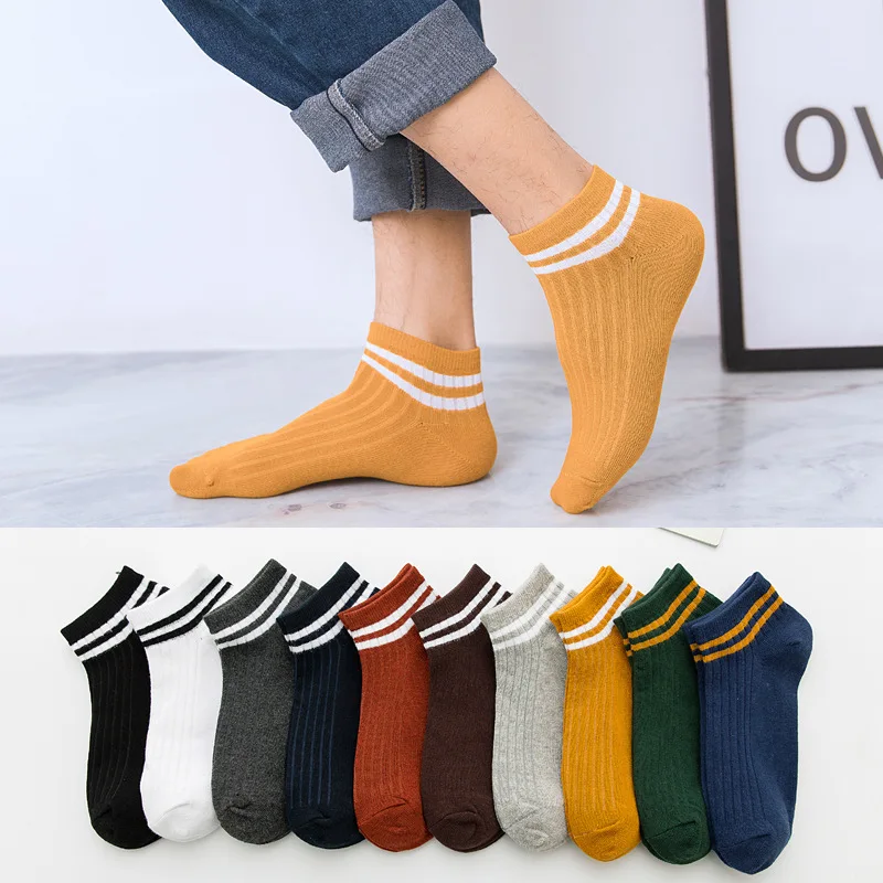 

Urgot 3 Pairs Socks Mens Socks Spring Summer Thin Sports Striped Solid Color Short Tube Cotton Socks Low Cut Boat Socks Meias