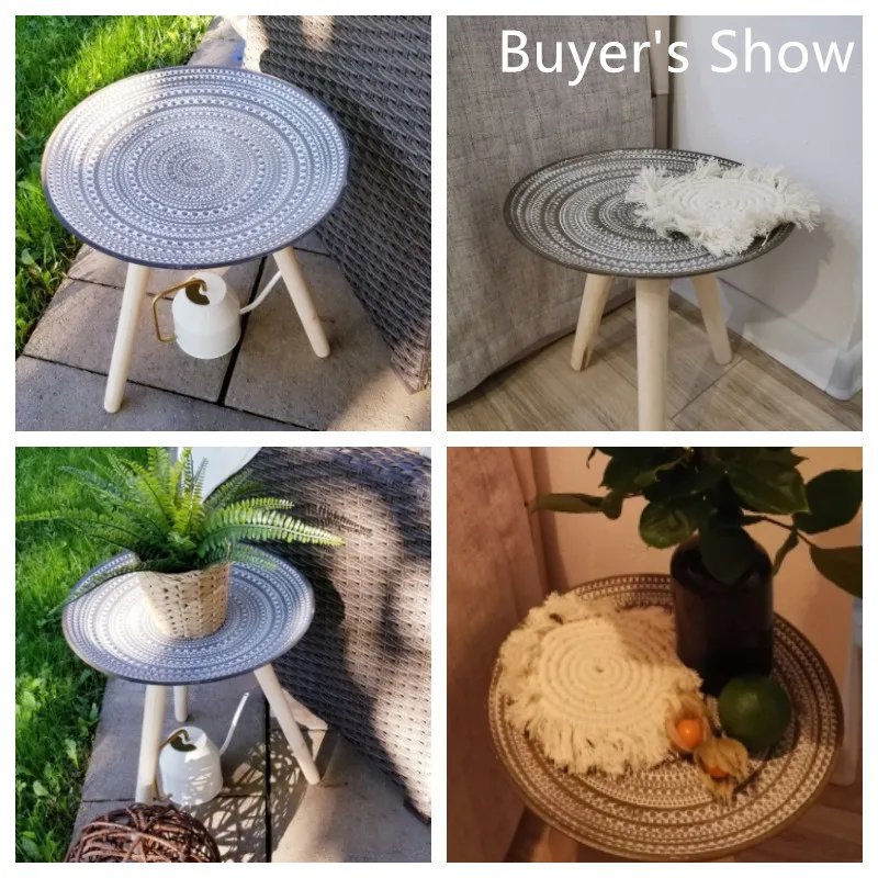 

Cutelife Creative Round Nordic Wood Coffee Table Storage Tea Fruit Service Plate Tray Bed Home table Living Room Table Sofa Side