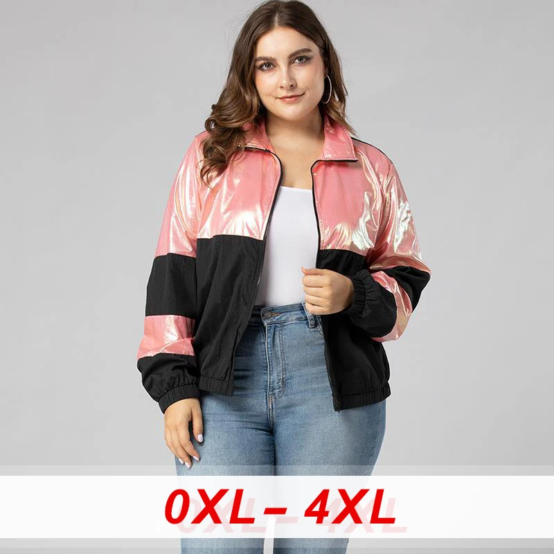 

Fashion Patchwork Jackets Women Color Block Zipper Jacket Ladies Loose Baseball Uniform Spring Autumn Streetwear Running Coats