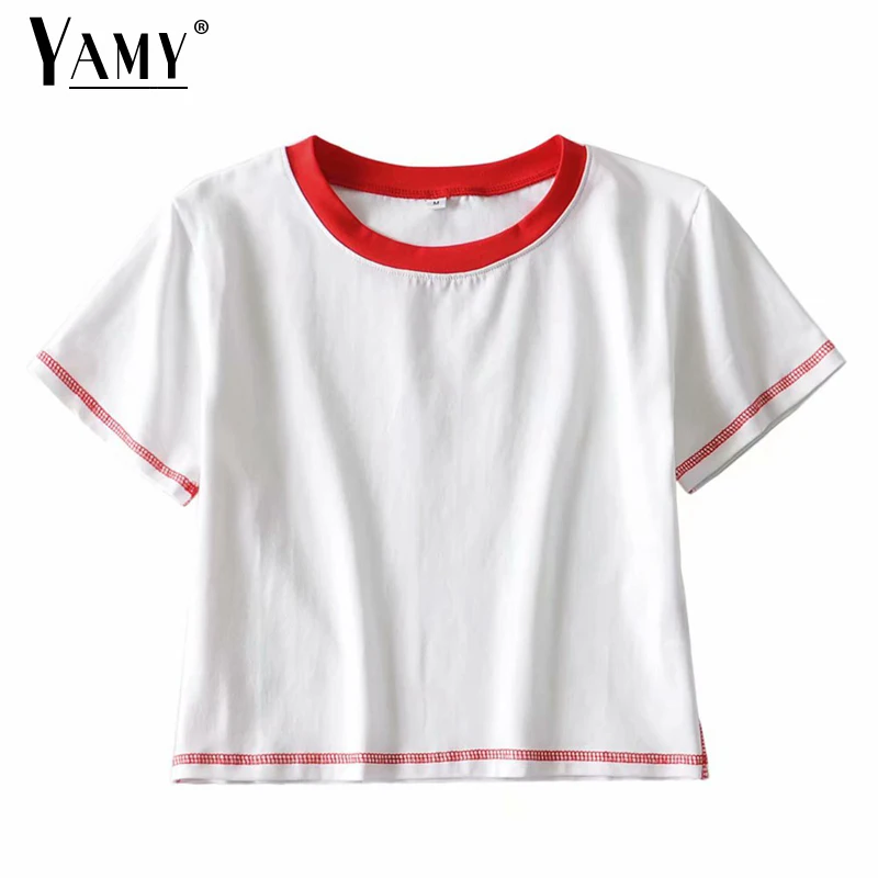 Женский винтажный кроп-топ в стиле Харадзюку милая уличная одежда Корейском лето