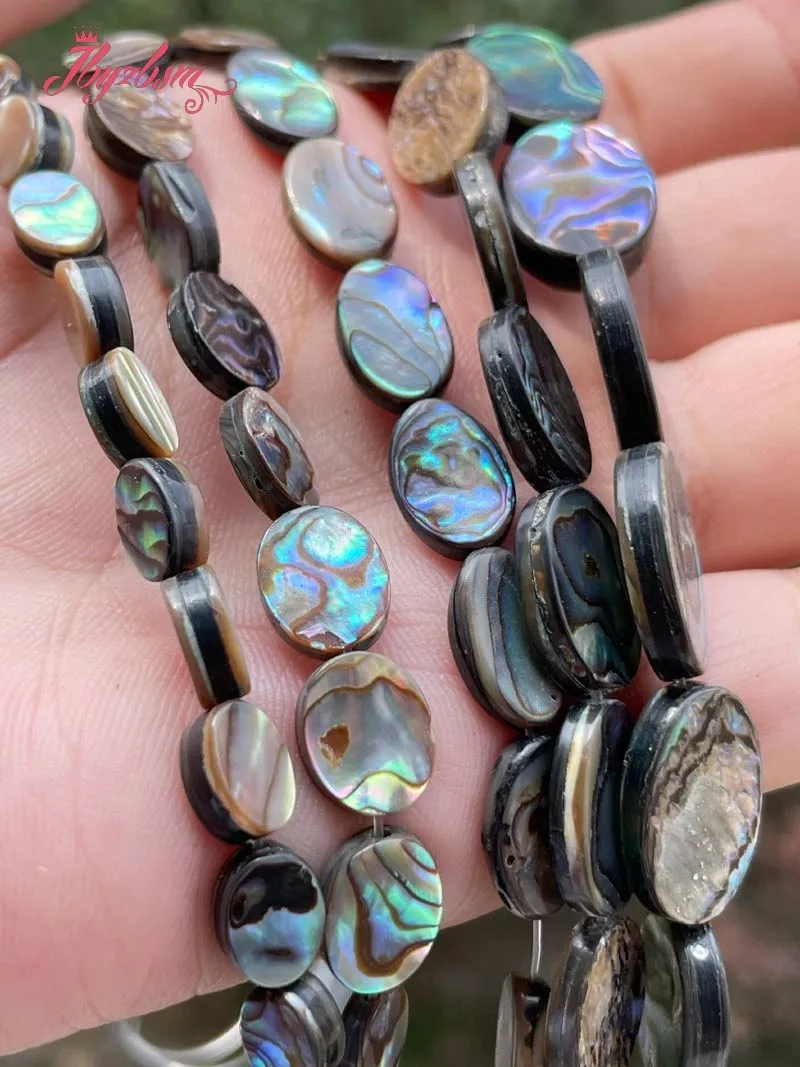 Nautral Multicolor oval Abalone Shell 6x8/10x14/12x16mm Loose Stone Beads For DIY Necklace Bracelet Jewelry Making Strand 15