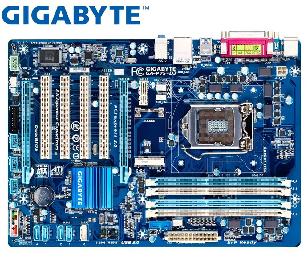 Gigabyte GA-P75-D3 оригинальная материнская плата DDR3 LGA 1155 P75-D3 доски USB2.0 USB3.0 32 Гб B75 рабочего Материнская плата