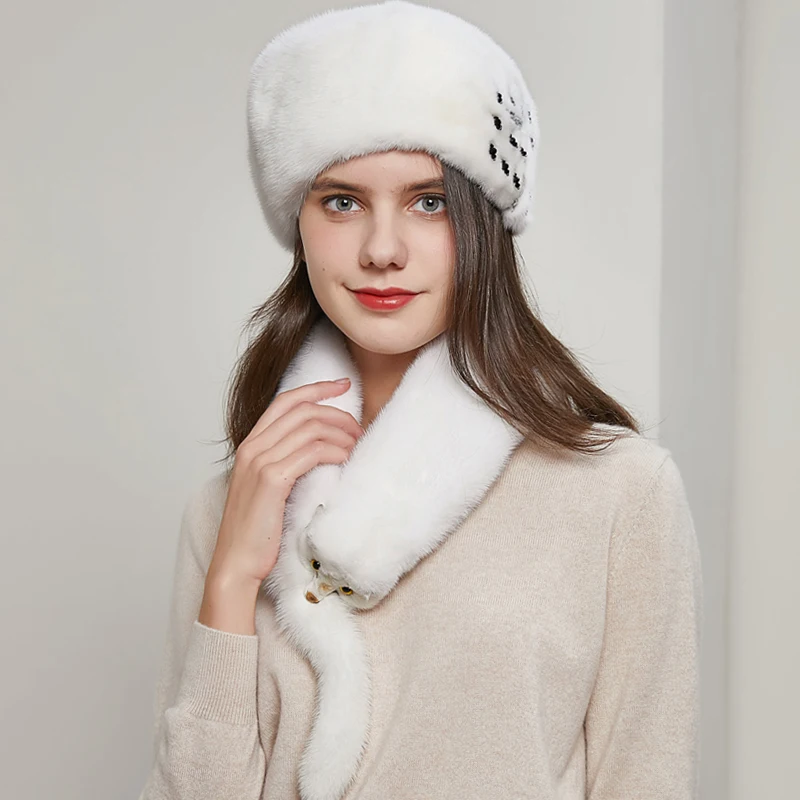 Overall mink fur hats ladies luxurious and fashionable high-quality new caps Russian winter to keep warmDY-04 | Аксессуары для