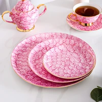 ceramic plates pink round dinner dessert saucer beef dish salad snack dinnerware cake fruit tableware household kitchen supplies