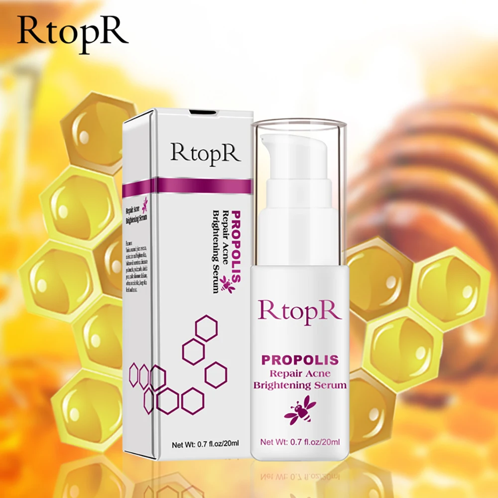 

RtopR Propolis Anti-Acne Brightening Serum Acne Scar Spots Removal Essence Shrink Pores Eliminates Acne-Treatment Oil-Control