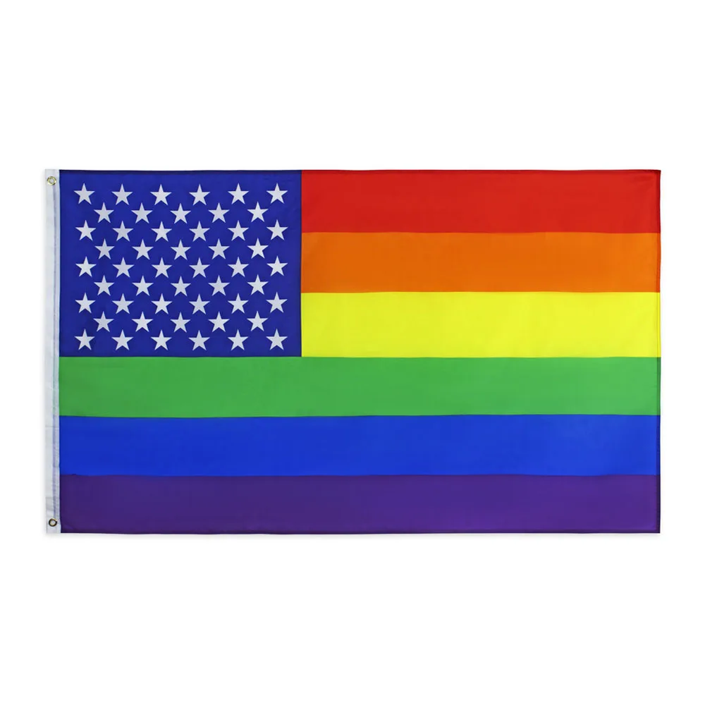 

Wholesale 10pcs 90x150cm American Gay Flag colors rainbow Flags Polyester with Brass Grommets 3X5Ft Vivid Color UV Fade Resistan