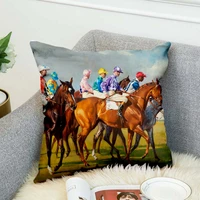 horse race paintings horse competition high grade decorative pillow case car home sofa cushion cover 3d digital print style 5
