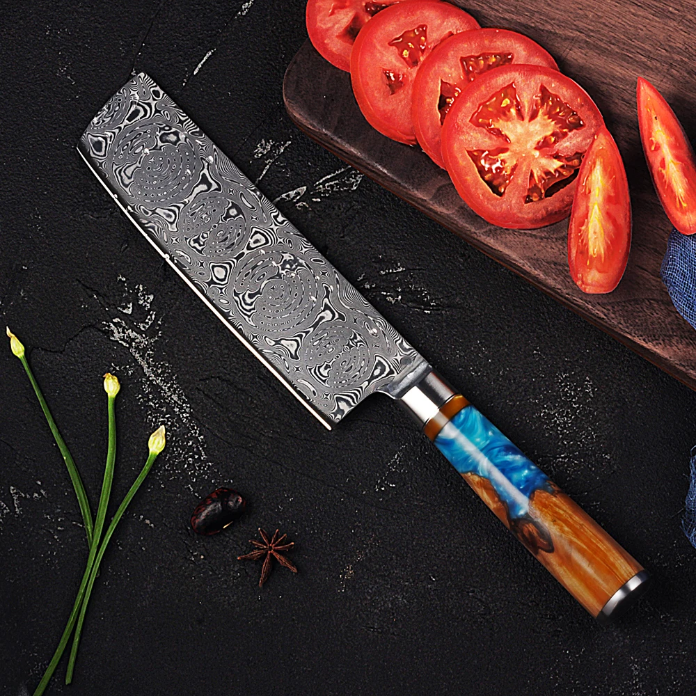 FANGZUO японский дамасский кухонный нож разделочный антипригарный Nakiri 67 layer vg10