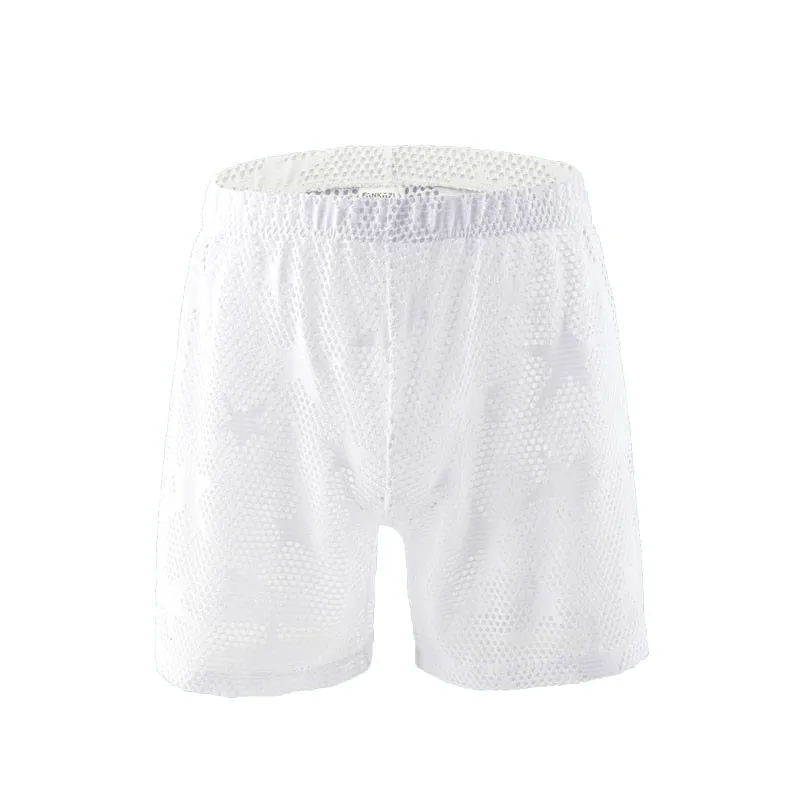 Breathable Boxers Solid Men Cool Underpant U Convex Design Underwear Mesh Hollow Out Sexy Boxer Trunks Low Waist Boxers