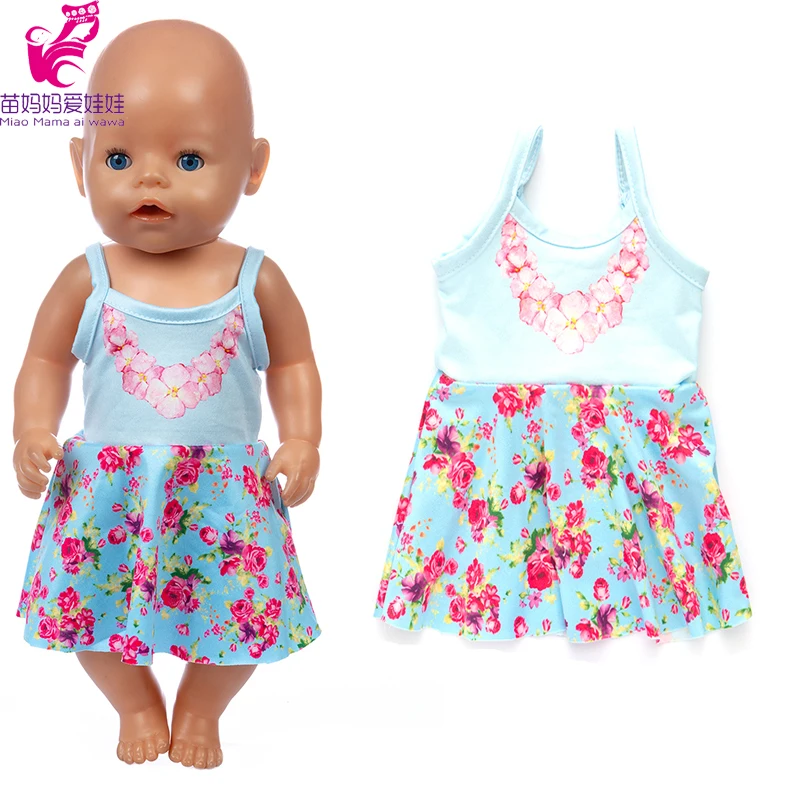 

17 дюймов Кукла Одежда ремень платье с цветочным принтом 18 дюймов девочка кукла эластичное платье