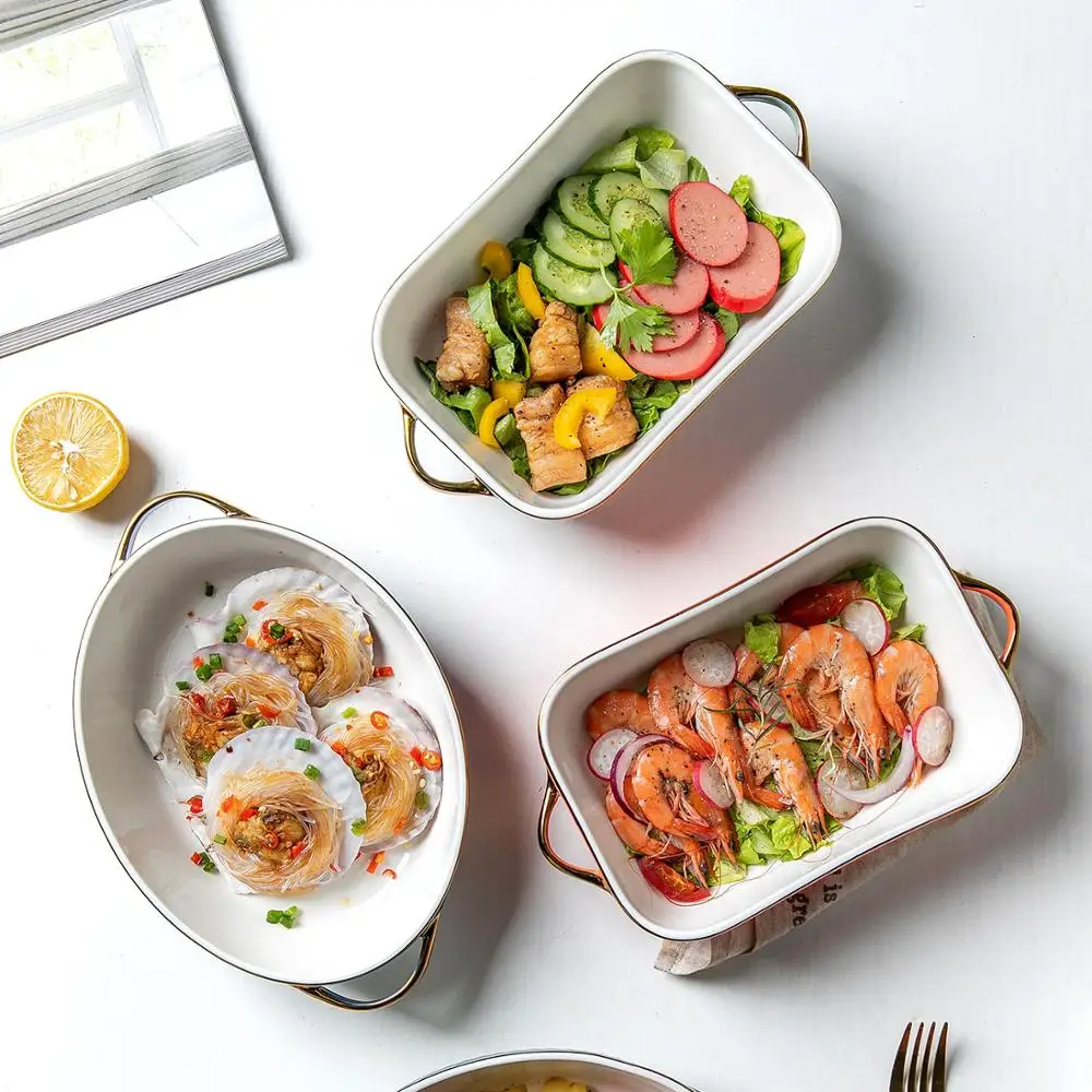 Форма для выпечки MDZF SWEETHOME прямоугольная с золотистой поверхностью керамическая