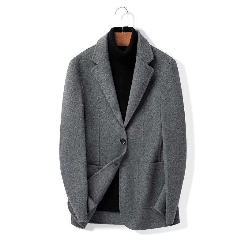 

2021 Winter New Men's Clothing Wool trench Coat Men Fashion Woolen Coat Double-Faced Mens Wool Windbreaker Overcoat