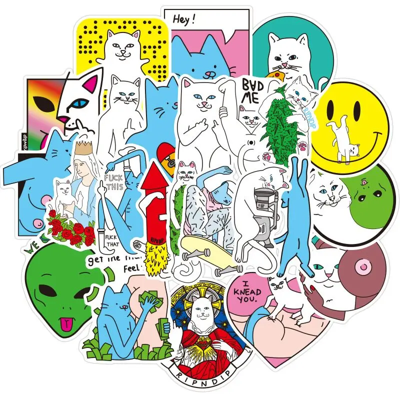50 шт. Эстетическая наклейка для ноутбука с изображением кошек среднего пальца s