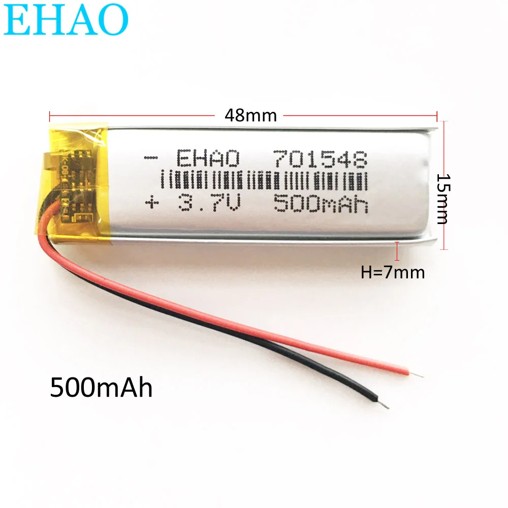 EHAO 701548 3 7 V 500mAh литий полимерный LiPo аккумуляторная батарея для Mp3 GPS Светодиодный