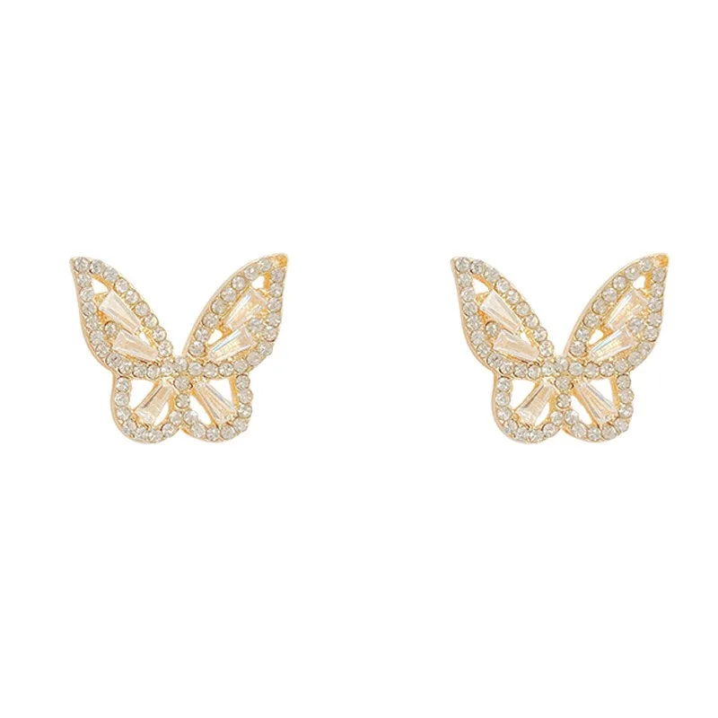 

Sparkling Butterfly Dangle Drop Earrings Light Luxury Fashion Exquisite Earring For Women Big Butterfly Gold Earring Jewelry