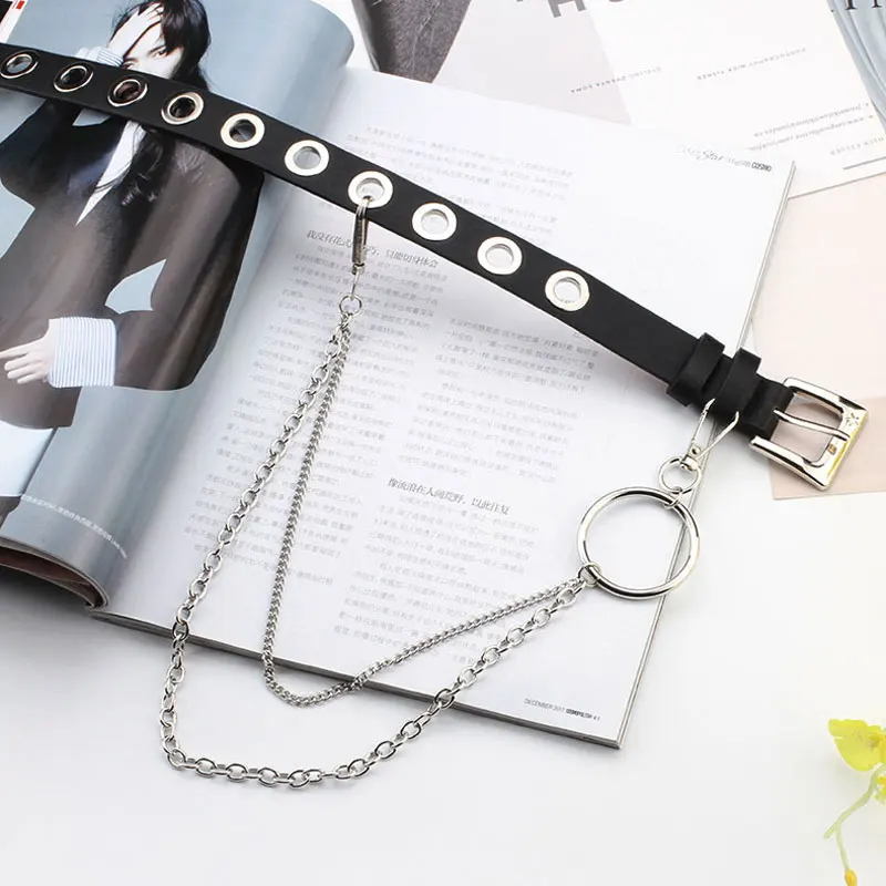 Ремень женский из экокожи с заклепками Модный мягкий пояс в стиле панк/хип-хоп