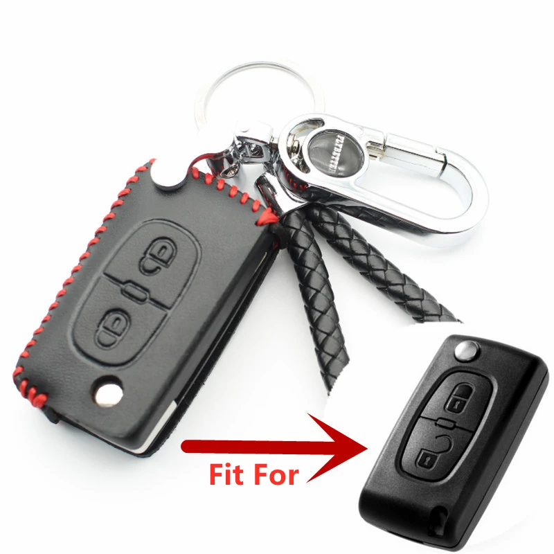 Флип-чехол FLYBETTER из натуральной кожи с 2 кнопками для Peugeot 208/207/3008/308/407/307/408 Citroen