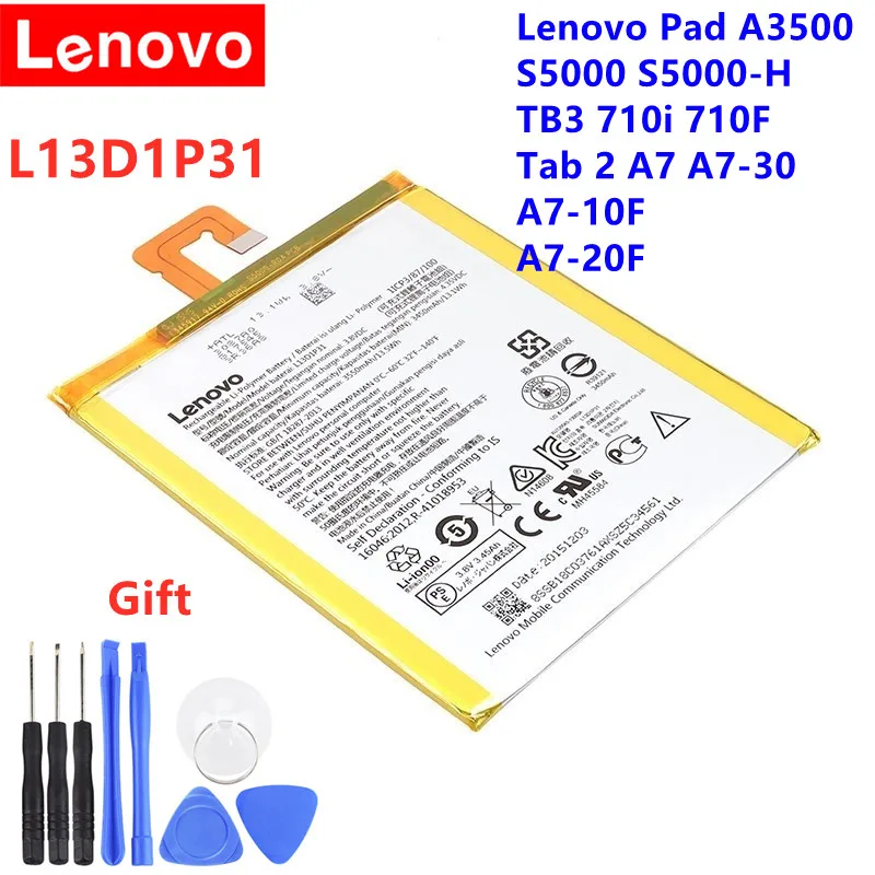 Lenovo оригинальный аккумулятор L13D1P31 батарея для Pad A3500 S5000 S5000-H tab3 7 TB3 710i 710F tab 2 A7 A7-30