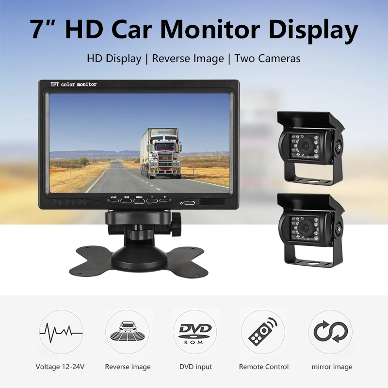 Vtopek 7&quot TFT LCD Wired HD Waterproof Car Monitor Parking System for Rear view Applicable truck Or a Large | Автомобили и