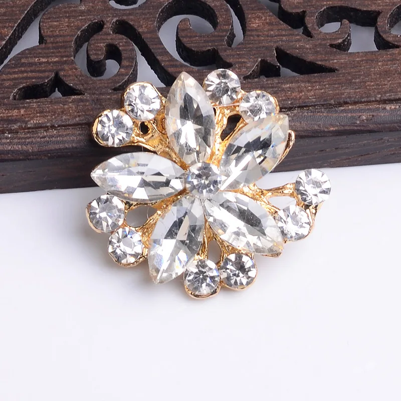 

30pcs gold Color Alloy Material rhinestone Leaf Charm Flower pendant For Head DIY Wedding Handmade Jewelry Making