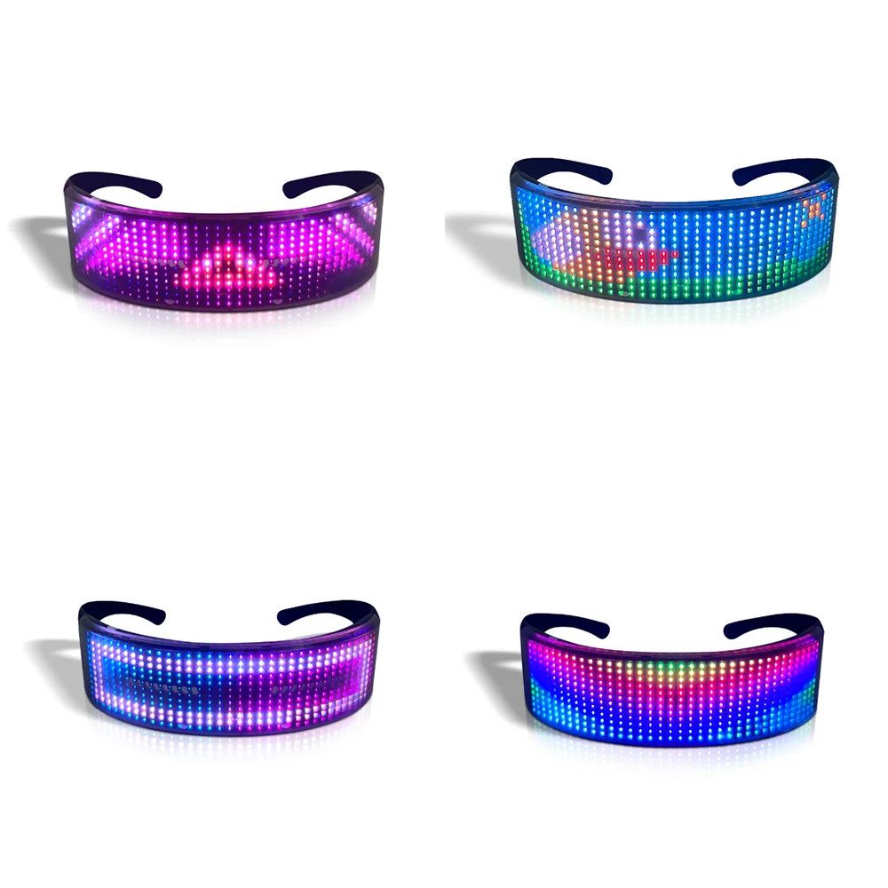 저렴한 매직 블루투스 Led 파티 안경 앱 제어 방패 빛나는 안경 USB 충전 DIY 빠른 플래시 Led 빛나는 안경