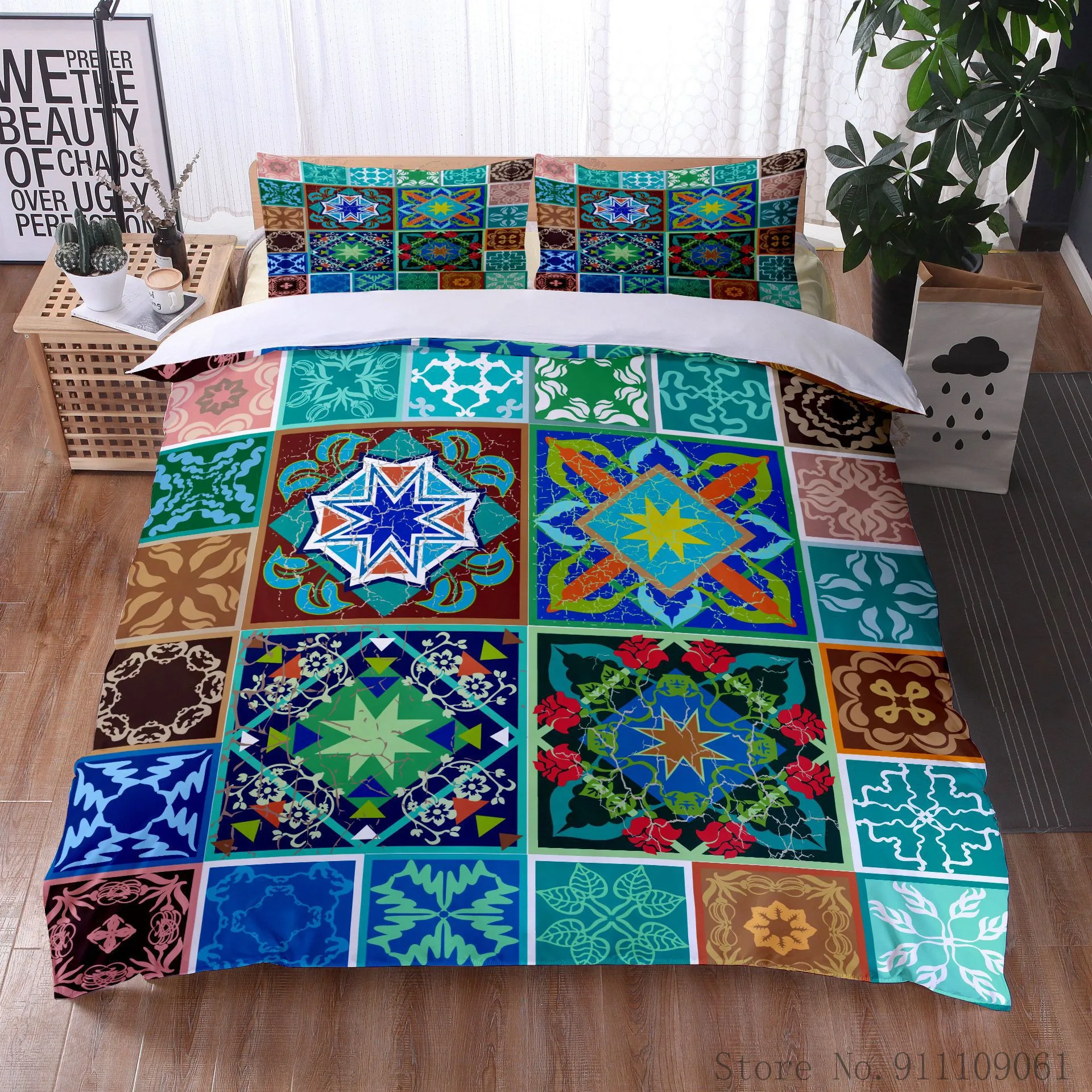 

Модное одеяло с мандалой в богемном стиле, наволочка, постельное белье с 3D принтом, Королевский декоративный Комплект для спальни большого ...