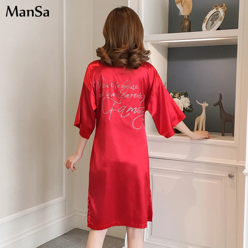 

Spring Summer Nightgowns Sexy Bathrobe Women Pajamas Bath Short Robe Sleepwear Womens Robes Nightwear mother elegant Silk Robe