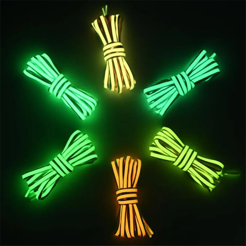 Фото 120cm High-bright Flat Reflective Shoelaces Luminous Glow in the Dark Shoe Strings Sneakers Boot Safety Lace Adult Children Обувь 120cm High-bright Flat Reflective Shoelaces Luminous Glow in the Dark Shoe Strings Sneakers Boot Safety Lace Adult Children Обувь