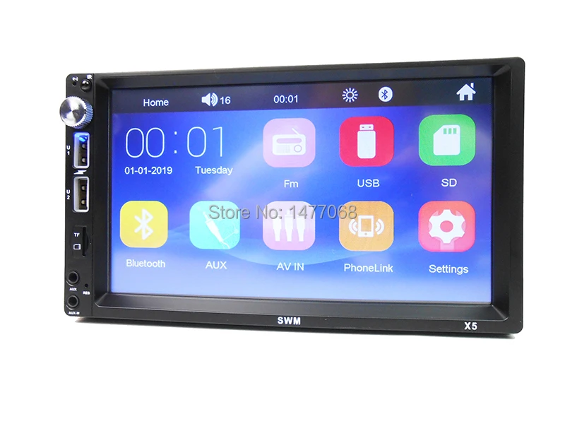 7" Touch Screen Car Radio 2 Din Mirror Link Bluetooth MP5 Player External Mic Input Handsfree A2DP USB TF ISO Head Unit PHYEE X5