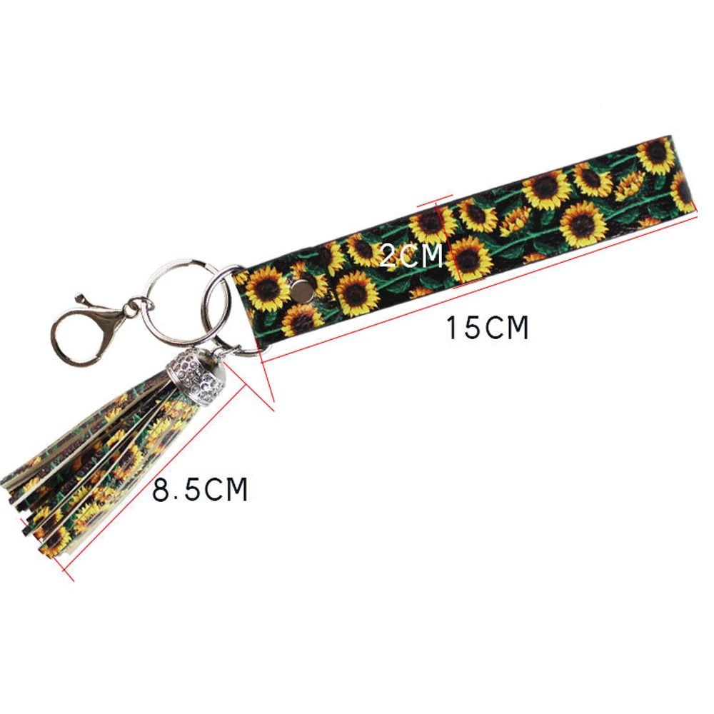 

Leather Key chain For Women Lanyard Tassel Pendant Bag Accessories Keychain Holder Floral Lattice Llavero Para Llaves De Coche