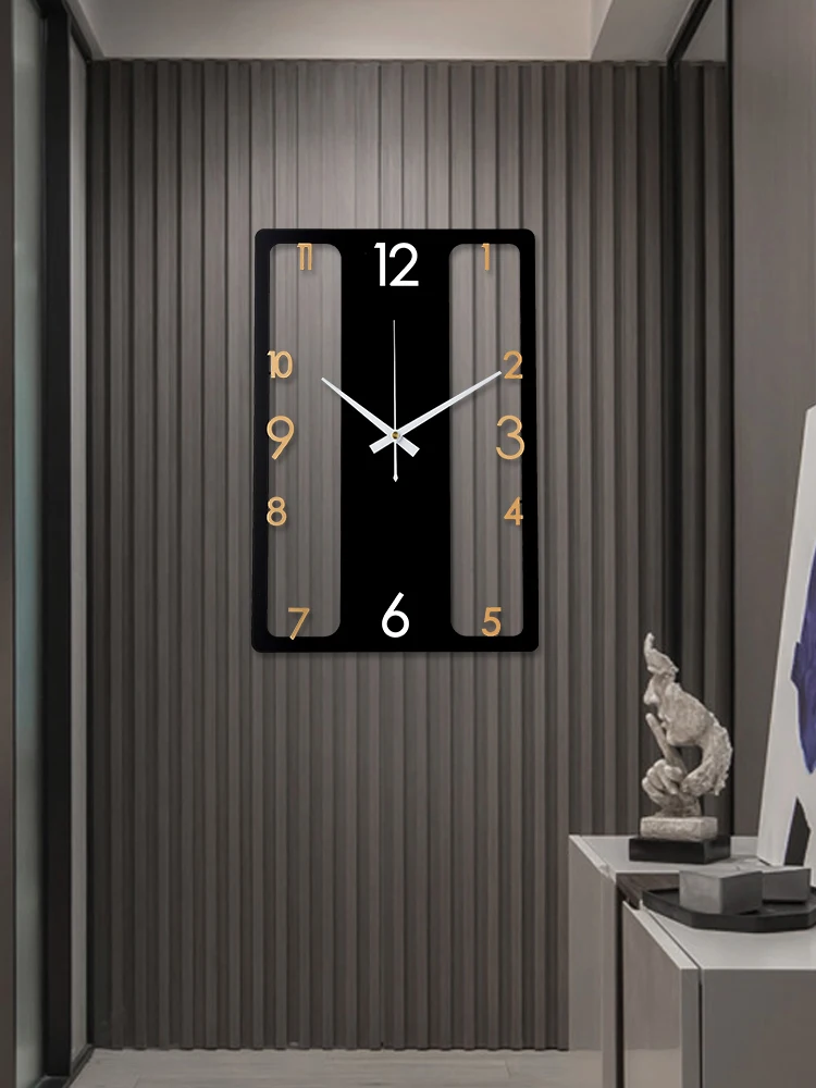 Большие черные настенные часы металлические для гостиной современный декор