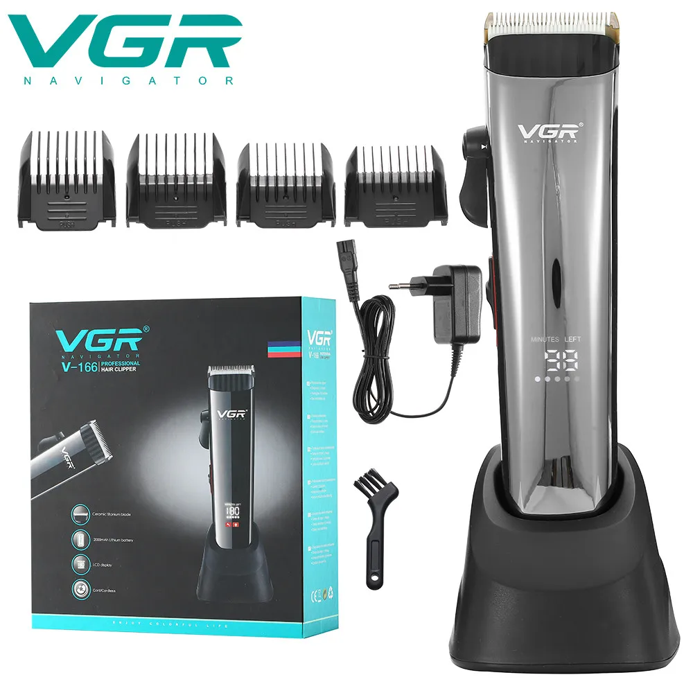 

VGR hair trimmer VGR hair clipper V-166 rechargeable hair clipper professinal haircut machine 10W powerful LCD