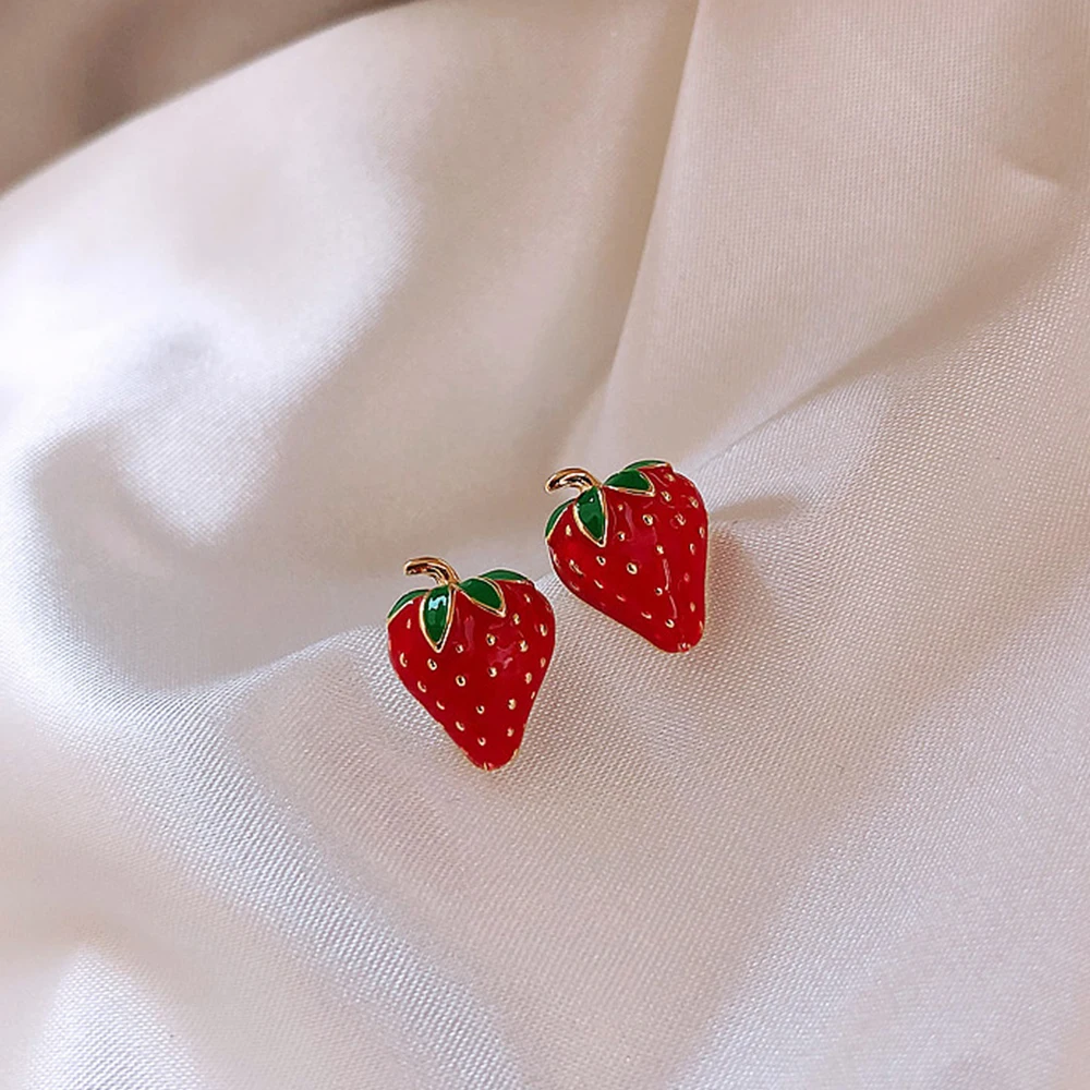 Высококачественные красные серьги-гвоздики в виде клубники красивые маленькие